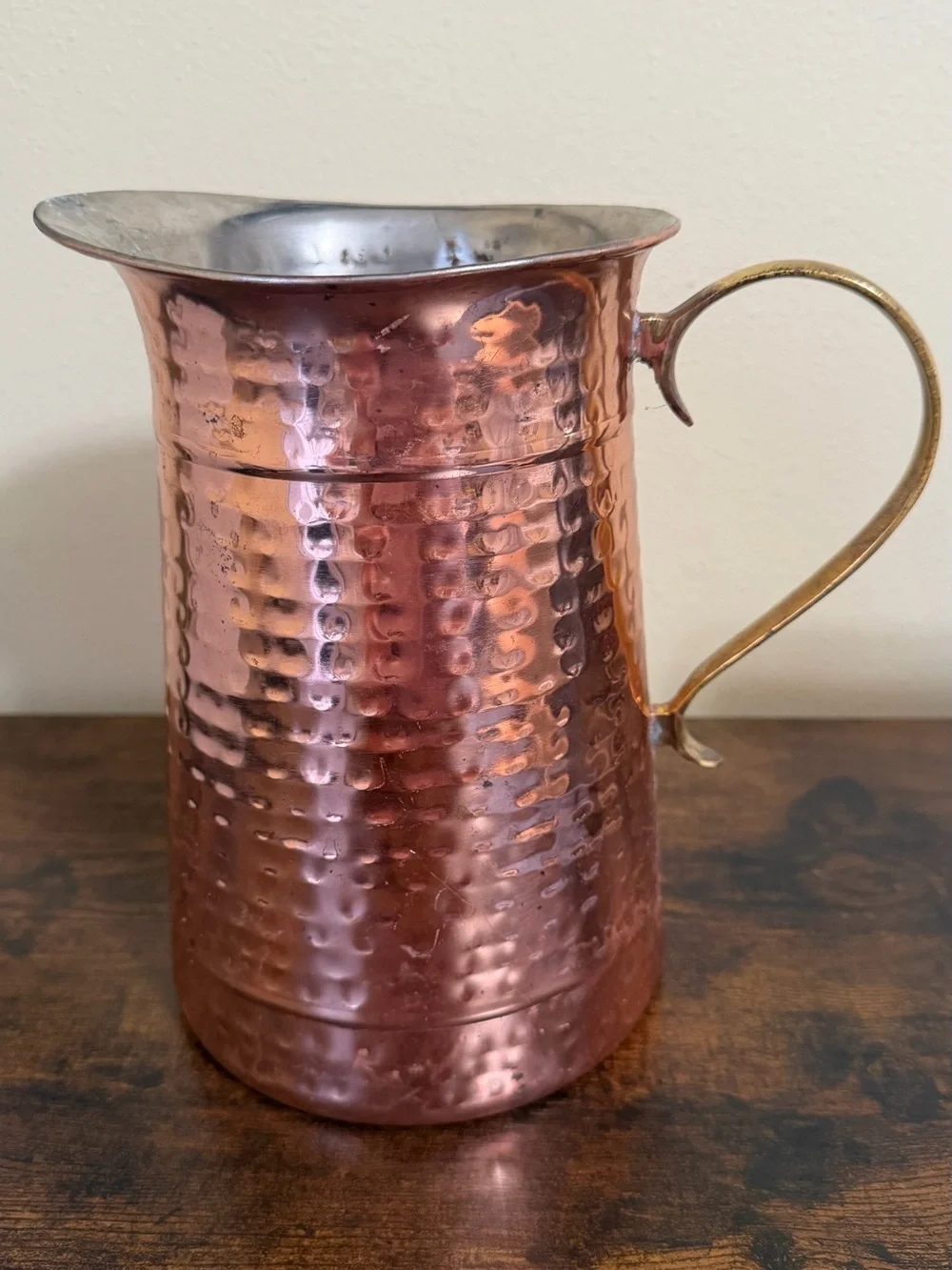 Hammered Copper Metalware Pitcher